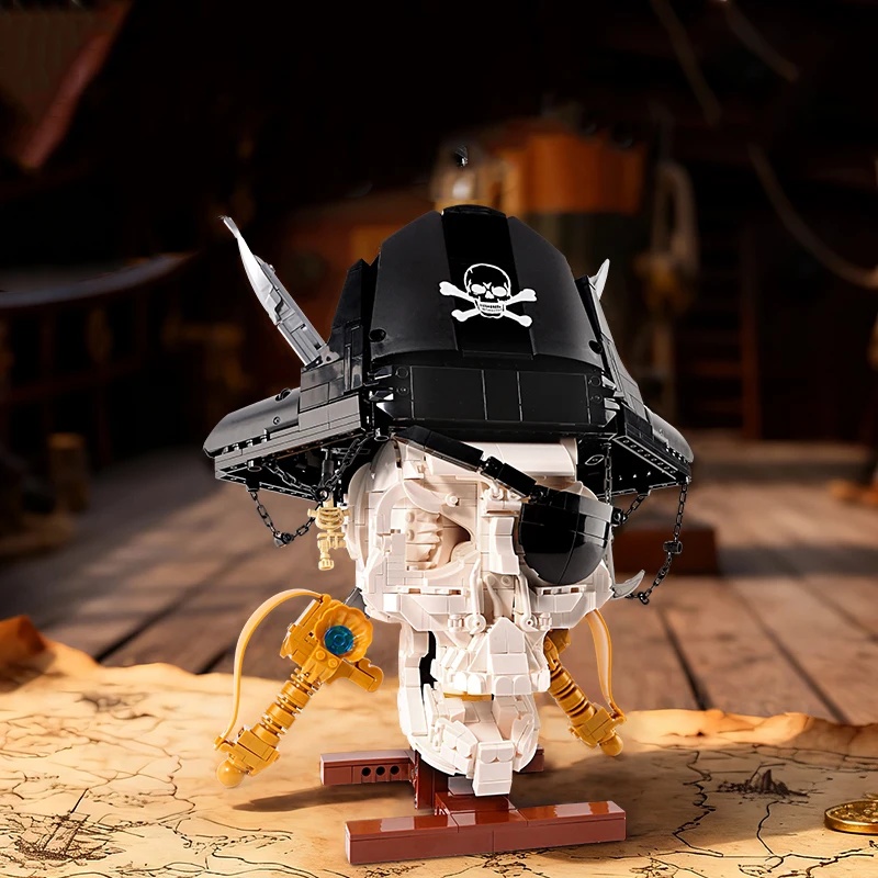 

Набор пиратских строительных блоков с черепом капитана, конструктор ручной работы своими руками, подарок на день рождения, игрушка на тему фильма.