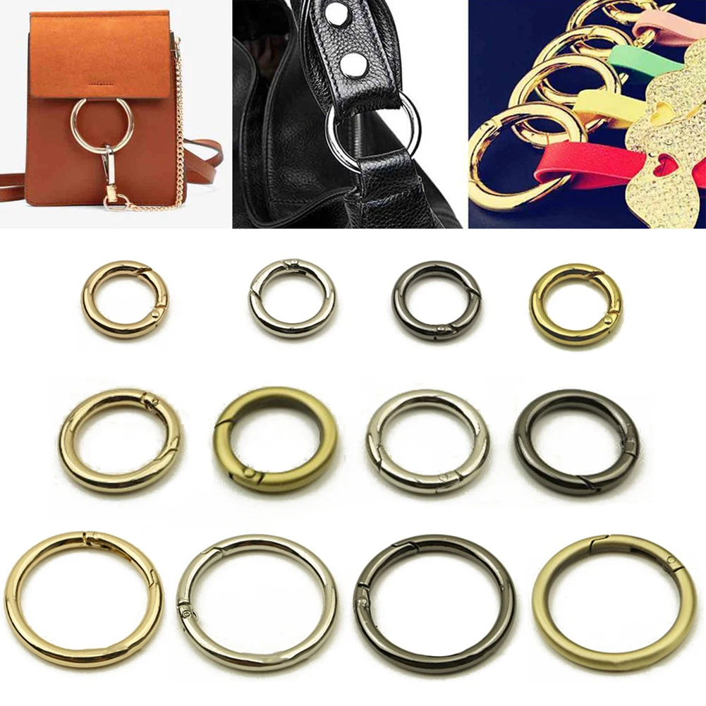 1pc Metal Spring Gate O Ring Openable Key Ring 3styles Round Carabiner Key Chain Exquisite Snap Clasp Clip DIY Jewelry Connector