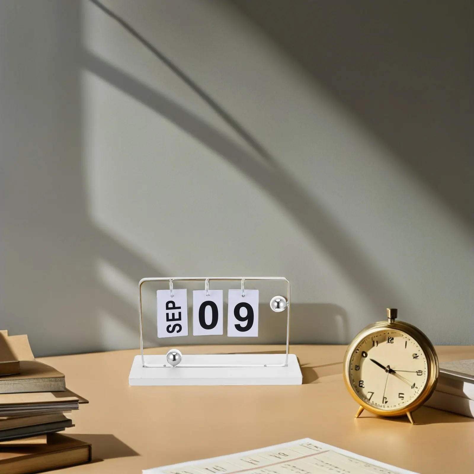 

1Set Perpetual Desk Calendar Wooden Minimalist Monthly Yearly Flip Standing Desktop Decor Functional Office Home Use