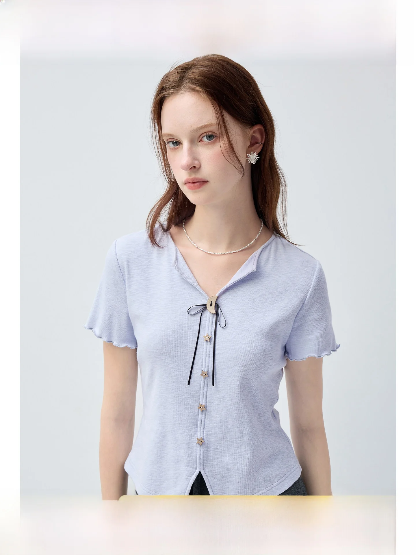 

Женская футболка Rui больших размеров с отложным воротником, приталенная, с коротким рукавом, в корейском стиле, дышащая, приятная для кожи, летний топ