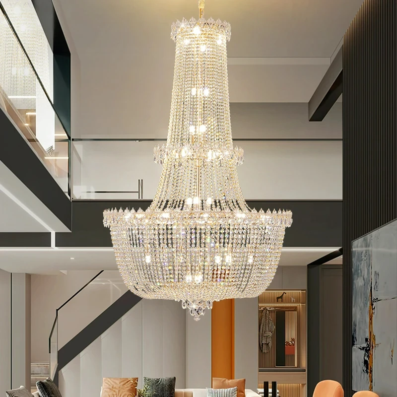 Imagem -02 - Modern k9 Crystal Duplex Chandelier Grande Iluminação Decoração do Lar Villa Teto Sala de Estar Novo 2024