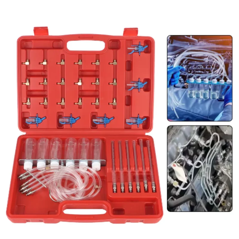 Common Rail Oil Return Flow Flow Test Tool Kit Diesel Injector Tester Auto Nozzle Fuel Injection Test Meter Adaptor Set