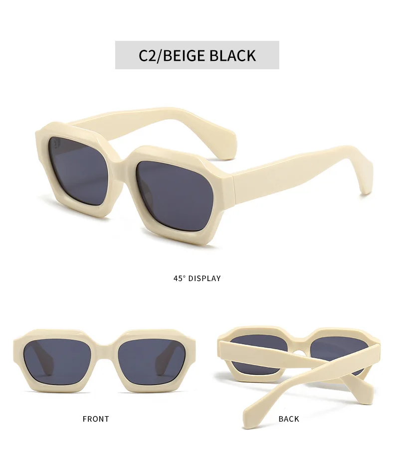Dicker Rahmen Polygon getönter Schatten Lesebrille Herren Damen Fertige Korrektionsbrille Freizeit Outdoor Graue Sonnenbrille – Detail 7