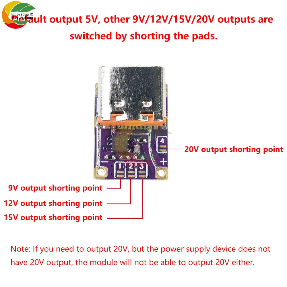 Módulo de carregamento rápido pd3.0/3.1 qc3.0 dc 5v/9v/12v/15v/20v/28v/36v/48v, gatilho de tensão de saída pd para módulo de carga dc tipo-c inter
