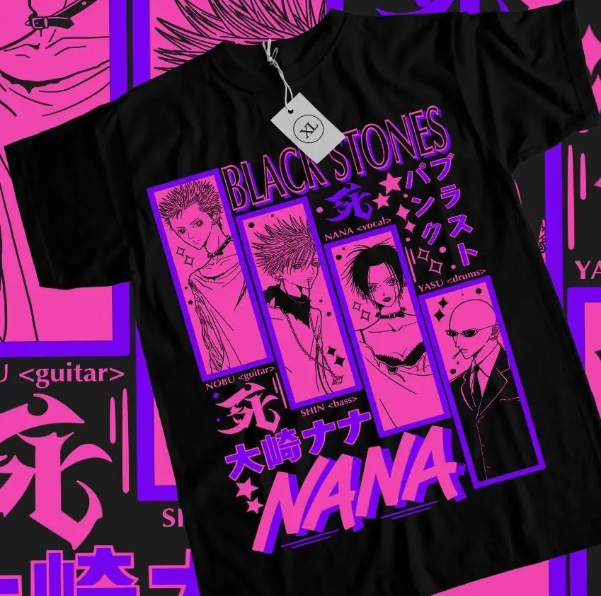 Nana Osaki T-Shirt Black Stones Girl Kawaii Manga Anime Graphic Shirt All Size