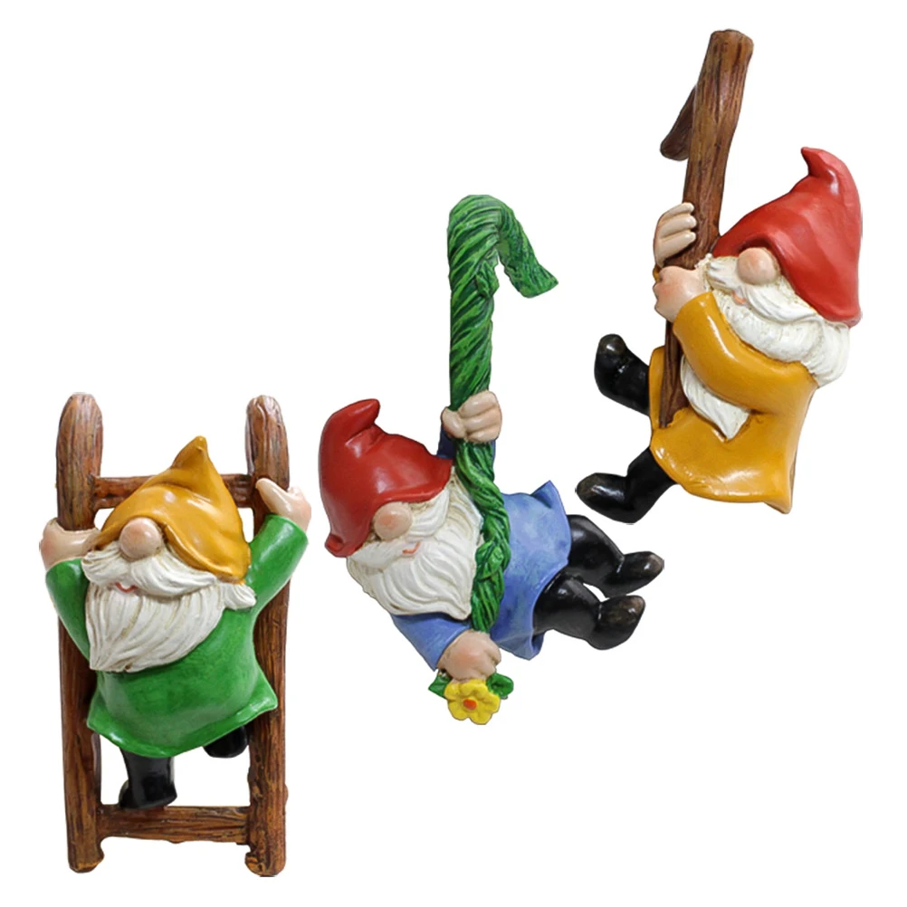

3pcs Garden Ornaments Gnome Statues Resin Crafts Fairy Outdoors Elf Man Miniatures Fall Style Thanksgiving Decor Weather