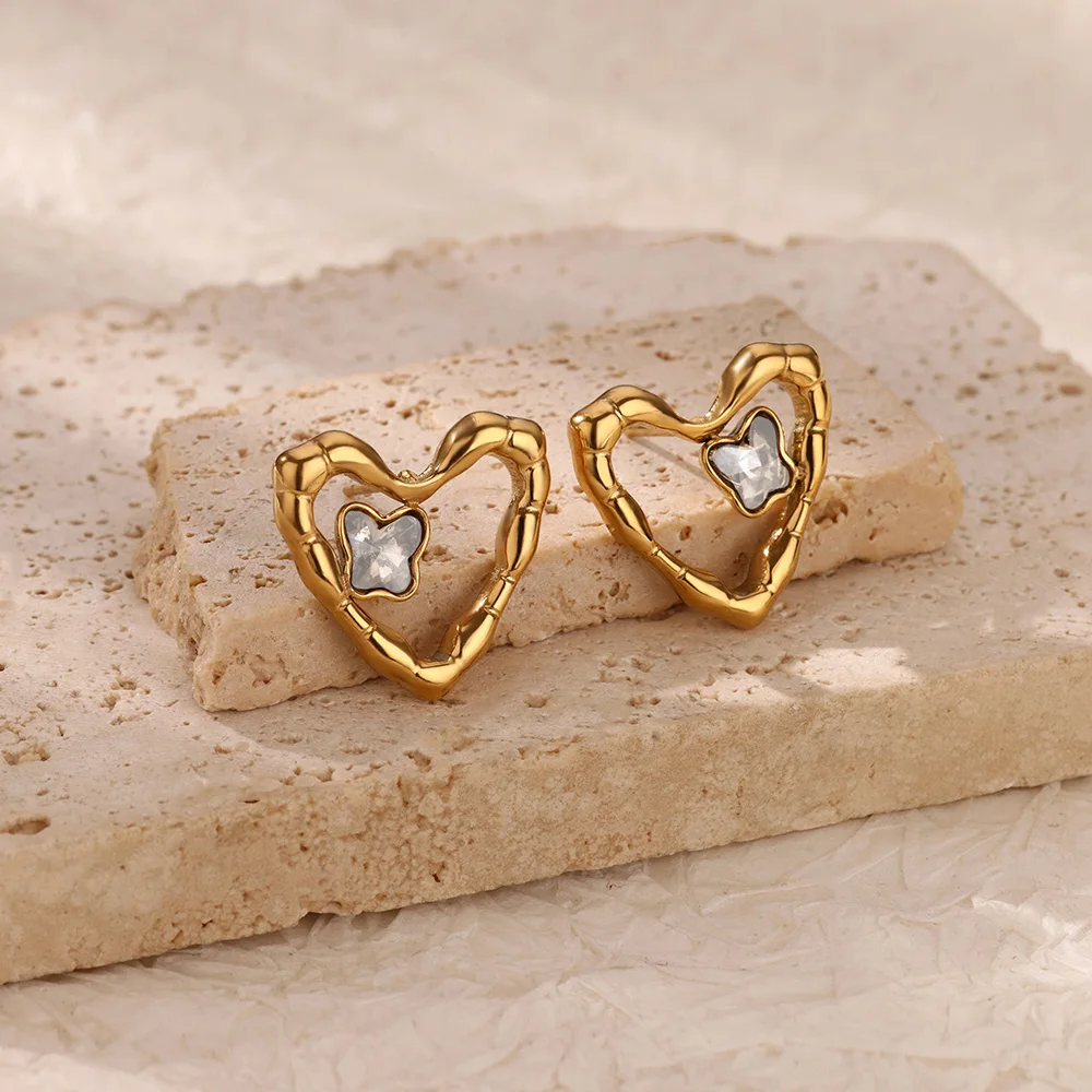 

Geometric Heart Earrings for Women Stainless Steel Gold Color Butterfly Piercing Earring New Fashion Wedding Aesthetic Jewelry