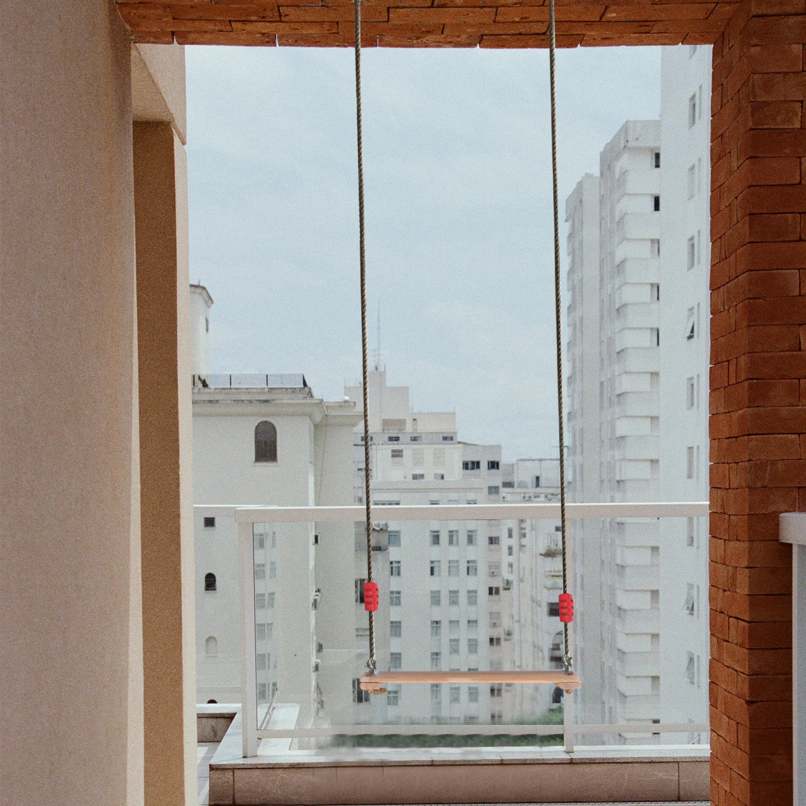 1pc Wooden Swing For Kids Sturdy Outdoor Play Equipment Backyard Garden Fun Children Four-Board Khaki Wooden Plaything