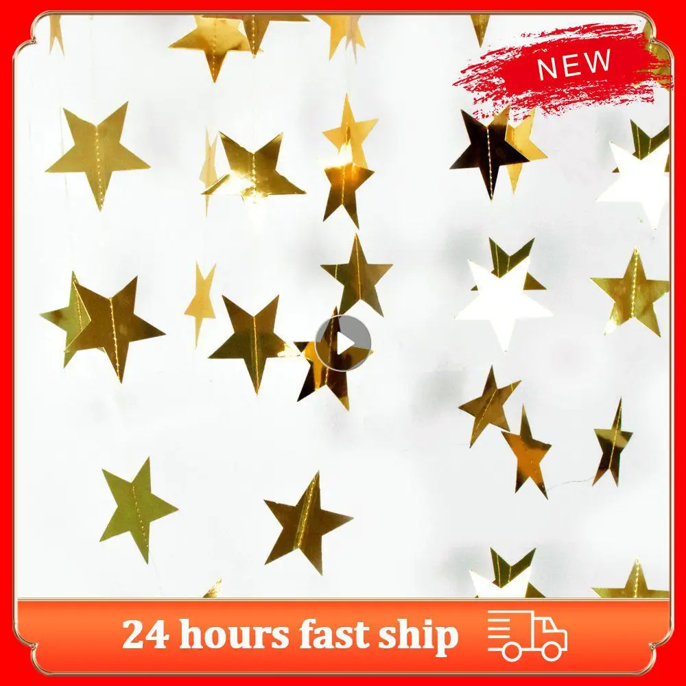 Star Round Garlands Flash Paper Garlands Durable With Glitter Star Disc Party Flower Reusable 27 G Star String Flower 4 Meters