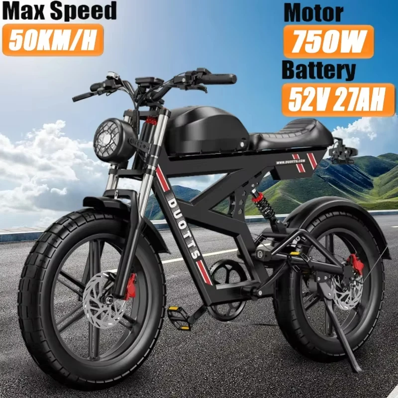 Electric bicycle DUOTTS F20 750w motor 52v 27ah lithium battery adult Electric bike 20*4.0inch tire All terrain mountain  E-bike