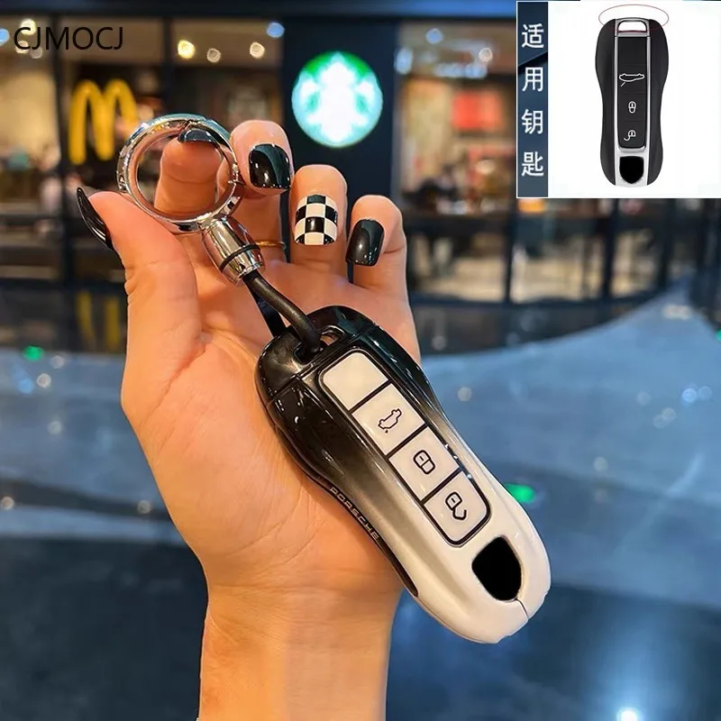 Premium Zinc Alloy Key Cover for Porsche Cayenne/Macan/Taycan/Panamera/911 - Protective Key Case Keybag Keychain