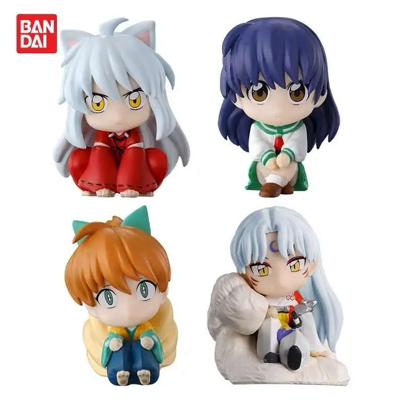 4pcs/set Genuine Bandai Inuyasha Waiting for the modeling of character dolls Twisted Egg Action Figure Model Toys Gift Birthday