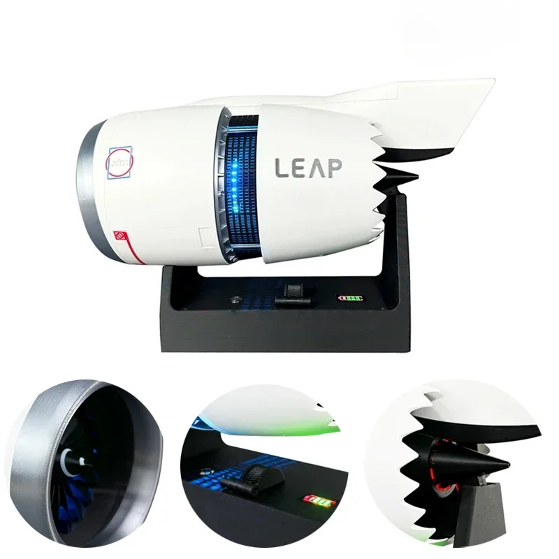 TAO Aviation Turbofan Engine Model CFM-LEAP Equipped with Red and Blue Jet Lights Finished Model