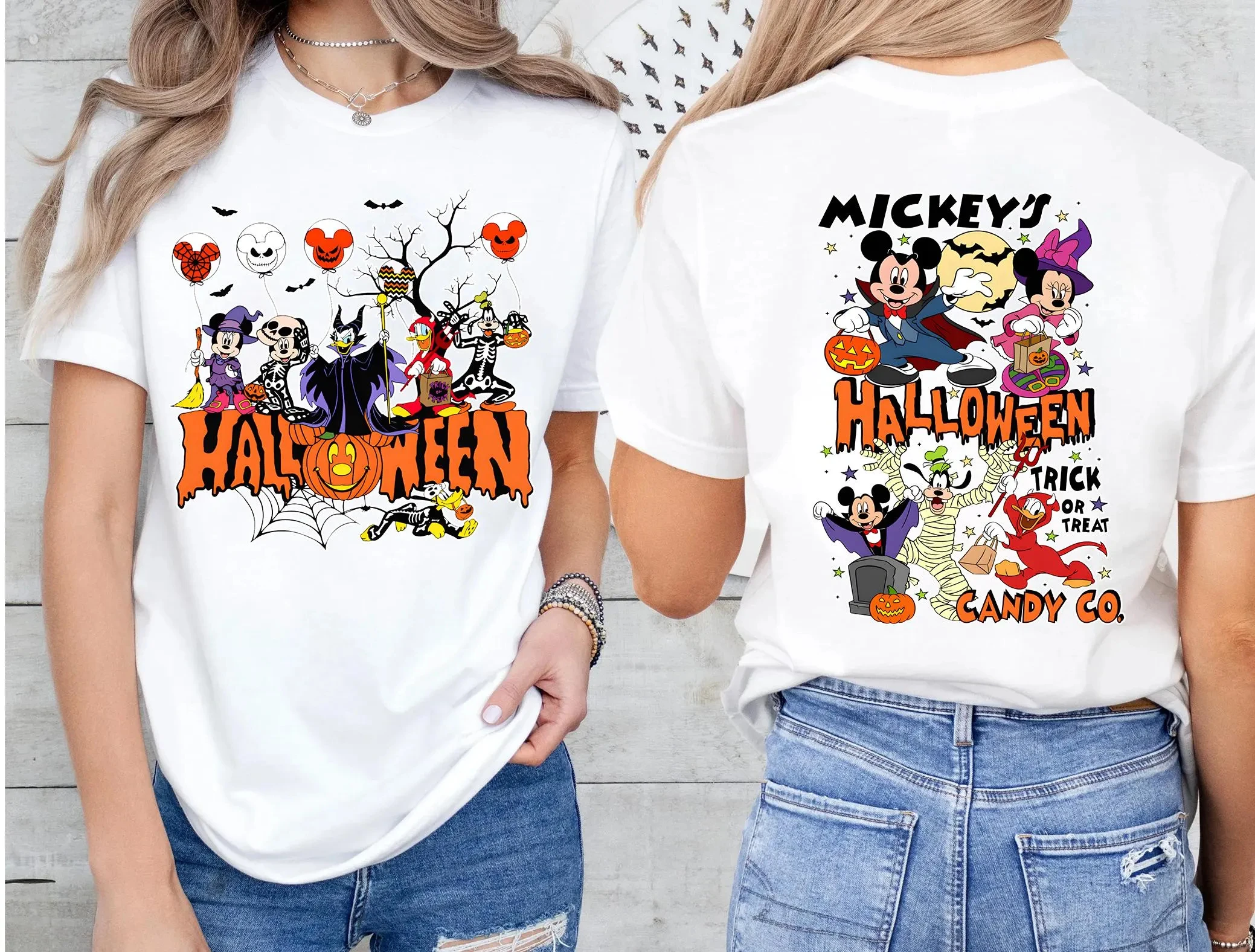 

Мода Disney 2026, новая футболка Disney на Хэллоуин, жуткий принт Диснея, женская свободная хлопковая футболка больших размеров с коротким рукавом