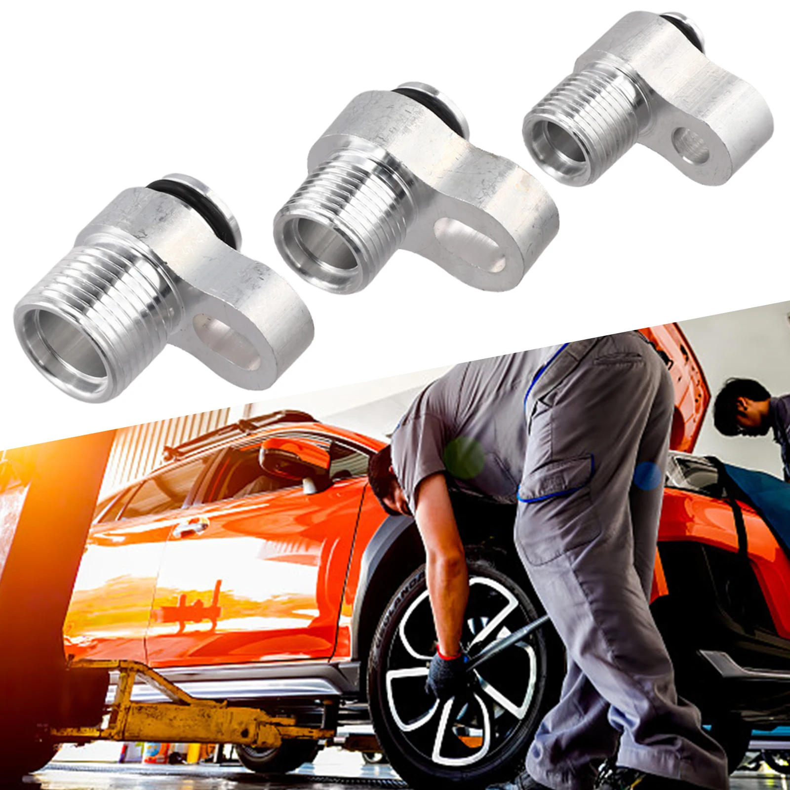Car AC Compressor Drier Line Adapter Set Aluminum Radiator Condenser Fittings For R134A Includes 3 Sizes #6 #8 #10 Connectors
