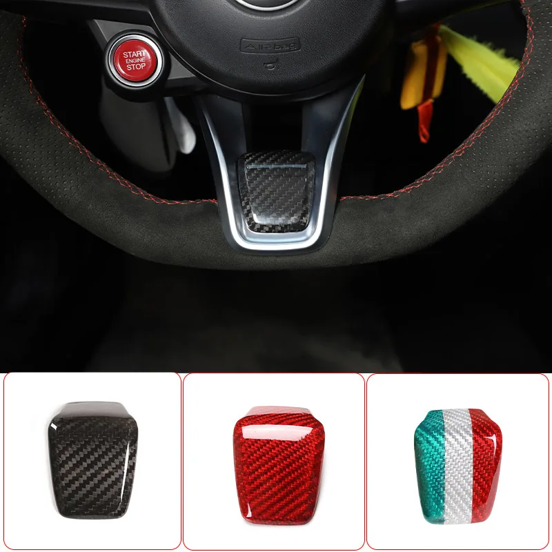 For Alfa Romeo Giulia/Stelvio 2020-2021 Real carbon fiber Car Steering Wheel V-shaped Base Decorative Panel Car Accessories