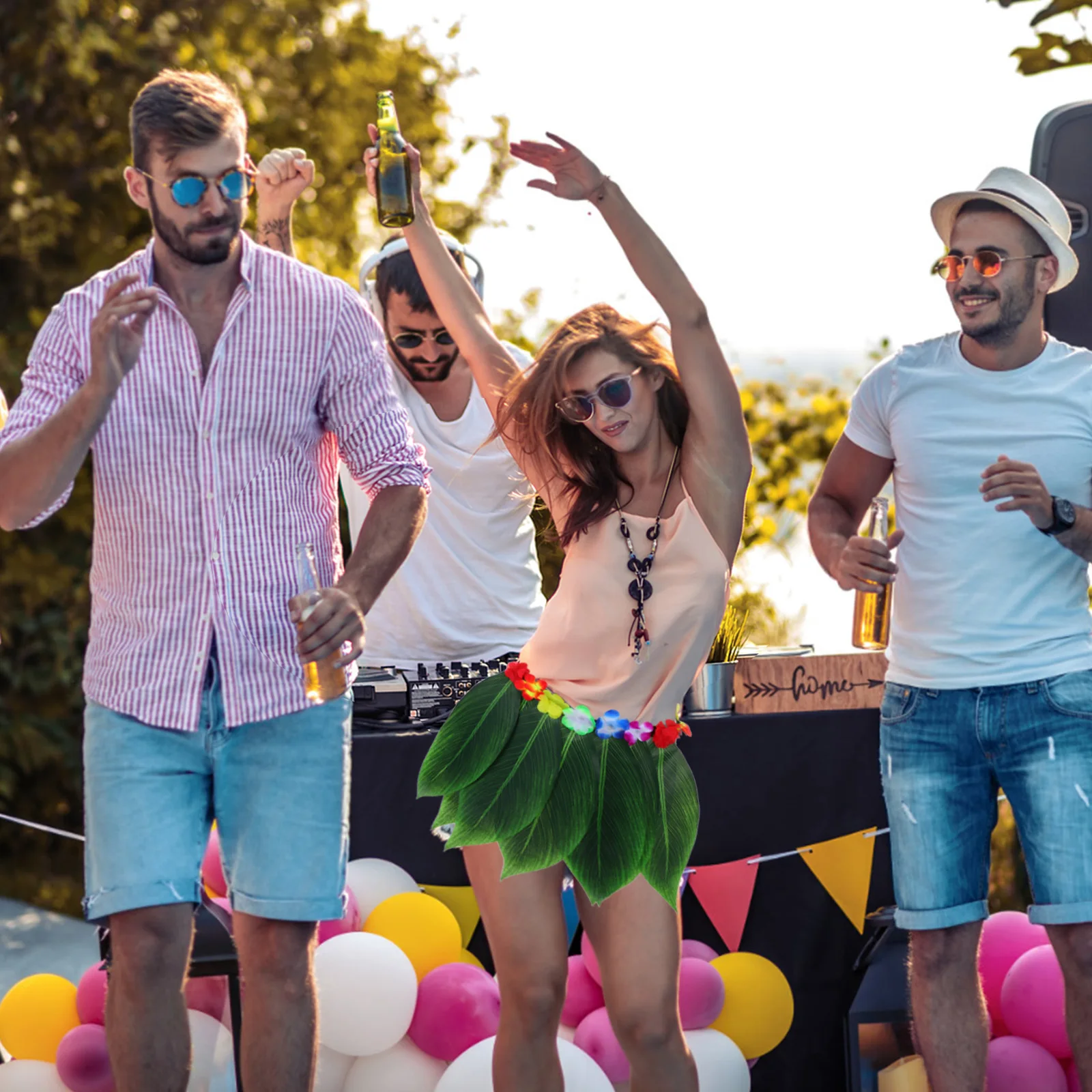 

28-дюймовый Гавайский лист для взрослых с регулируемой талией, тропический костюм для вечеринки, хула, танцевальная одежда, Луау, свадебное событие, реквизит для фотосессии, лист