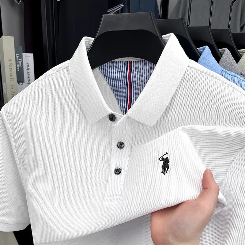 Men's short-sleeved round-neck shirt with floral embroidery on the back, golf sport casual T-shirt
