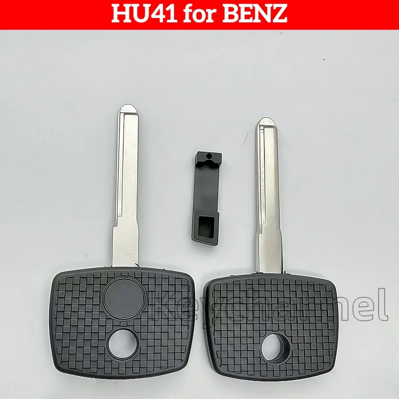 Keychannel 10pcs HU41 Car Blank Transponder Key Blank Chip Key Shell Spare Ignition Key for Benz W140 W124 S320 Replacement Key