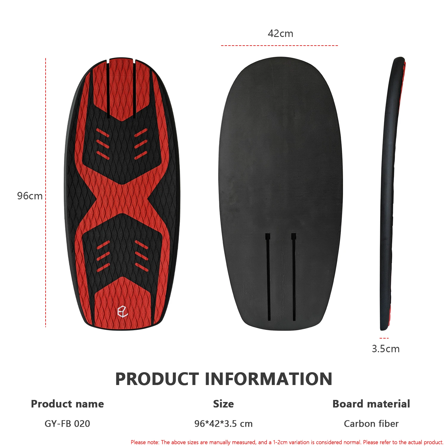

96cm Carbon Surfboard with Detachable Handlebars-Lightweight Beginner-Friendly Unisex 1 Year Warranty for Lakes & Rivers