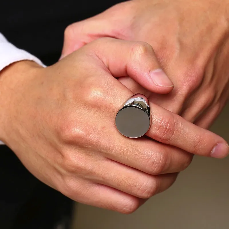 Vnox-Anillo de sello de cabeza de cabra de diablo para hombre, sello personalizado, acero inoxidable, Rock, redondo, Top