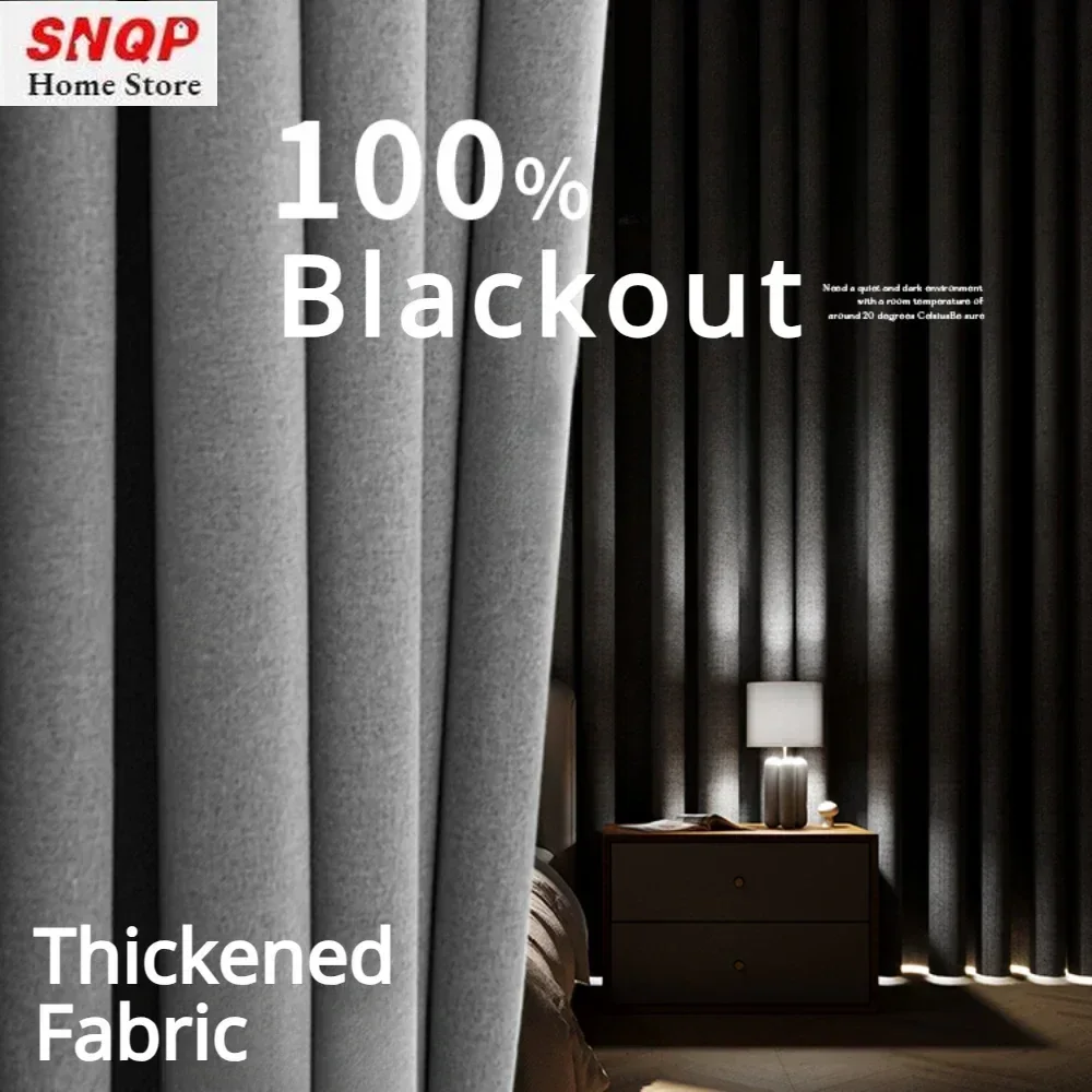 

100% Blackout Both Sides Linen Curtains for Living Room Bedroom Waterproof Garden Thick Curtains Drapes Window Curtain Panels