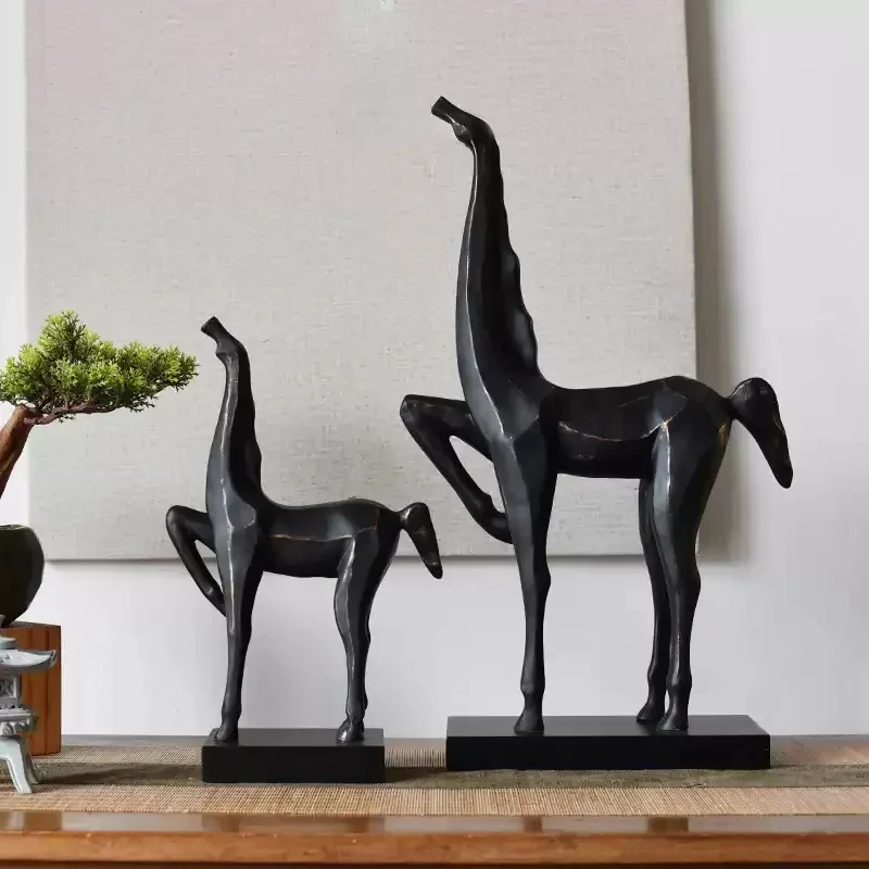 New Chinese Resin Horse Crafts Home Living Room Model Room Study Soft Decoration Hotel Animal Sculpture Ornament