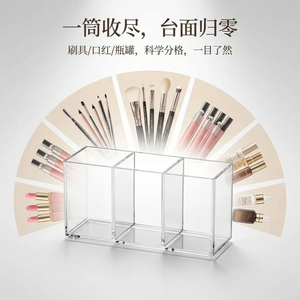 Transparent Lipstick Cosmetic Makeup Acrylic Makeup Brush Tool Storage Box Case Make-up Brush Holder Table Organizer Makeup Tool
