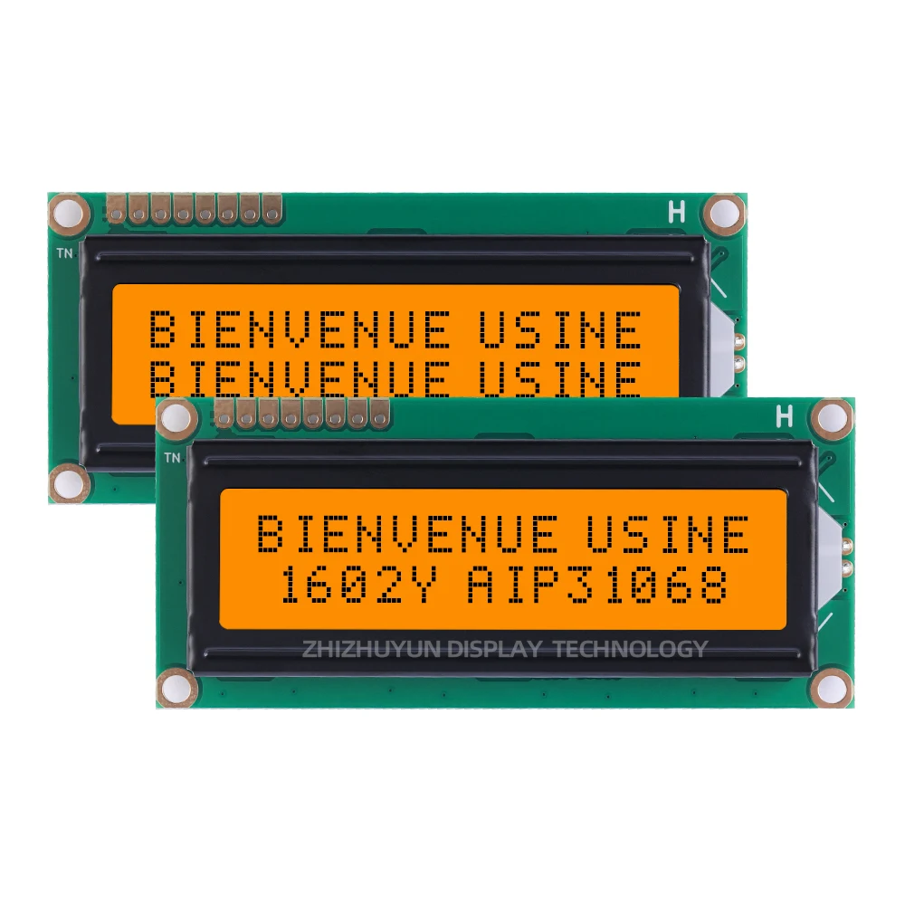 LCD1602Y pantalla LCD de caracteres, interfaz SPI europea, luz verde, controlador de palabras negras, AIP31068