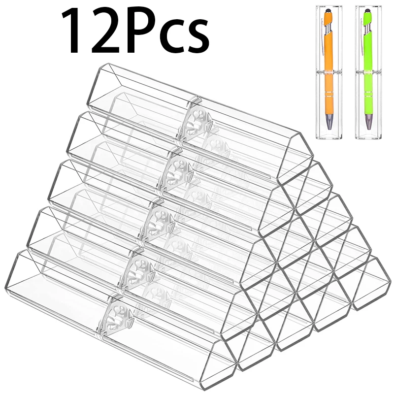 

12 шт., прозрачный пенал, контейнер для ручек, чехол для ручек, чехол для шариковой ручки, пустой чехол для одной ручки, коробки для шариковых ручек