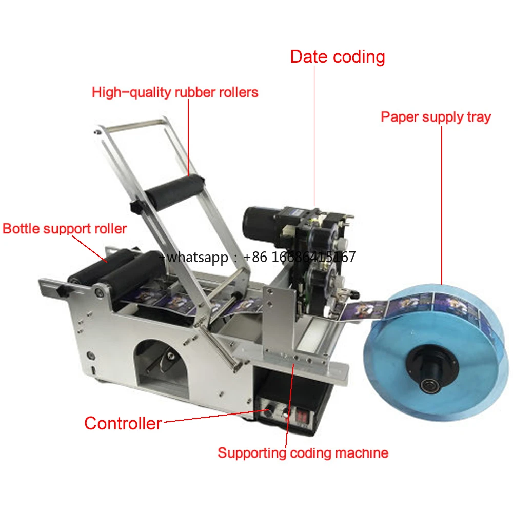 

220V/110V Semi Automatic Coding Round Bottle Labeling Machine Adjustable Label Applicator Stainless Steel Bottle Labeler