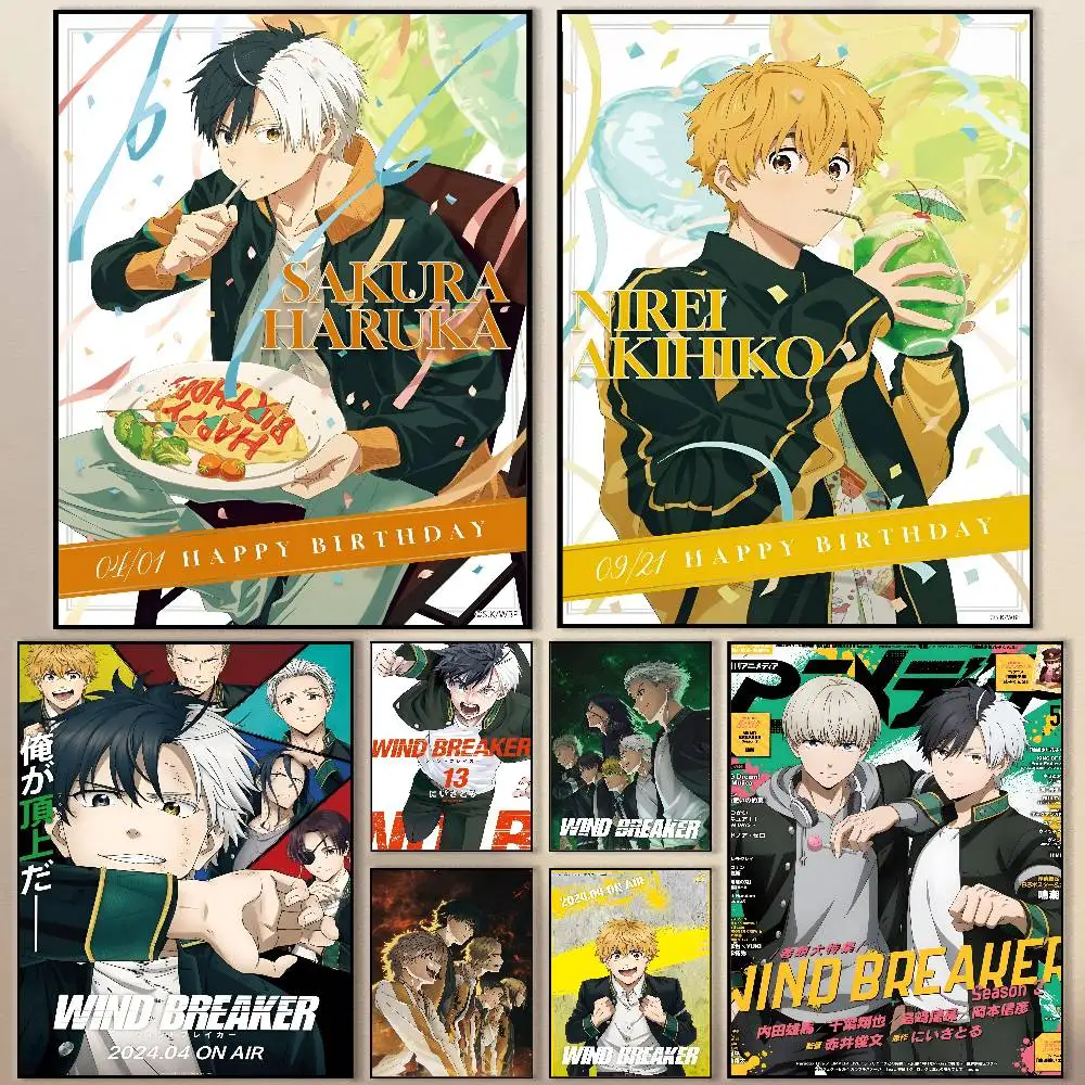 

Hot Anime W-Wind Breaker Poster Modern Waterproof HD Wall Art Decal Self-Adhesive Aesthetic Decor for Home Living Room Bedroom B