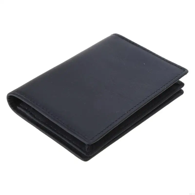 

D0UD Men Black Leather Expandable Credit Card Business Cards Holder Wallet for Cas