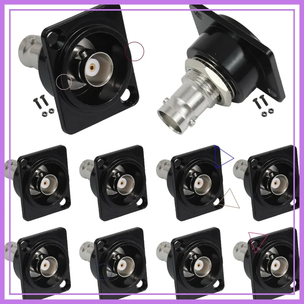 10PCS 50 Ohm BNC Panel Mount Connector, Female to Female Coaxial Cable Extension for CCTV Security Camera System