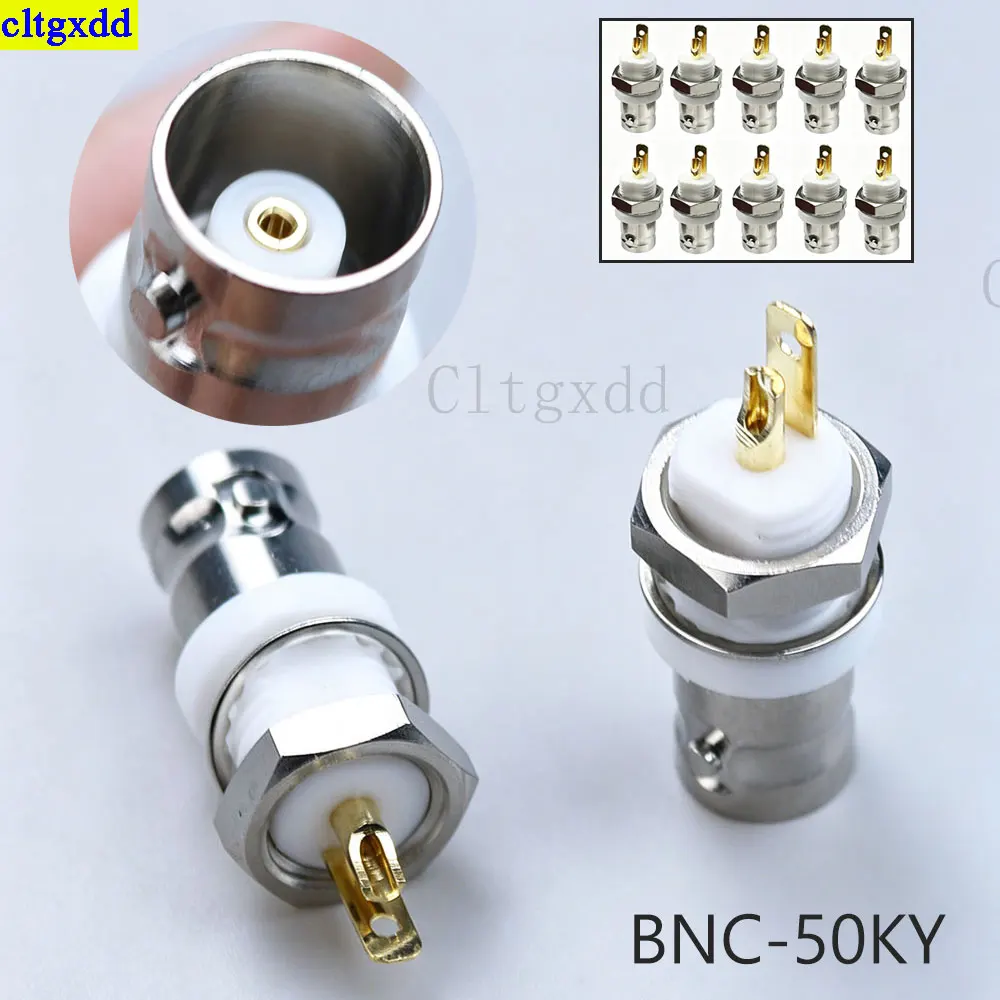 Cltgxdd 1/2/5 Piece BNC-50KY 50 ohm BNC-KY Insulated White Glue BNC Socket Q9 Female Head Welding Board BNC Female Head Connecto