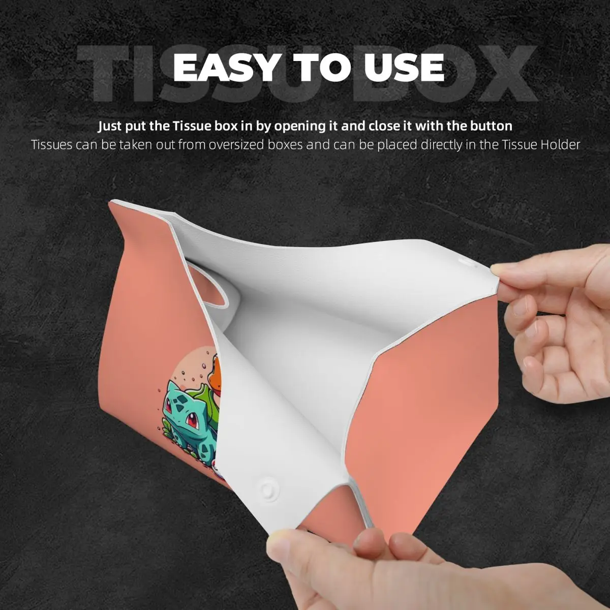 Custom Squirtles Tissue Box Holder Rectangular Video Games PU Leather Facial Tissue Box Cover for Car Bathroom