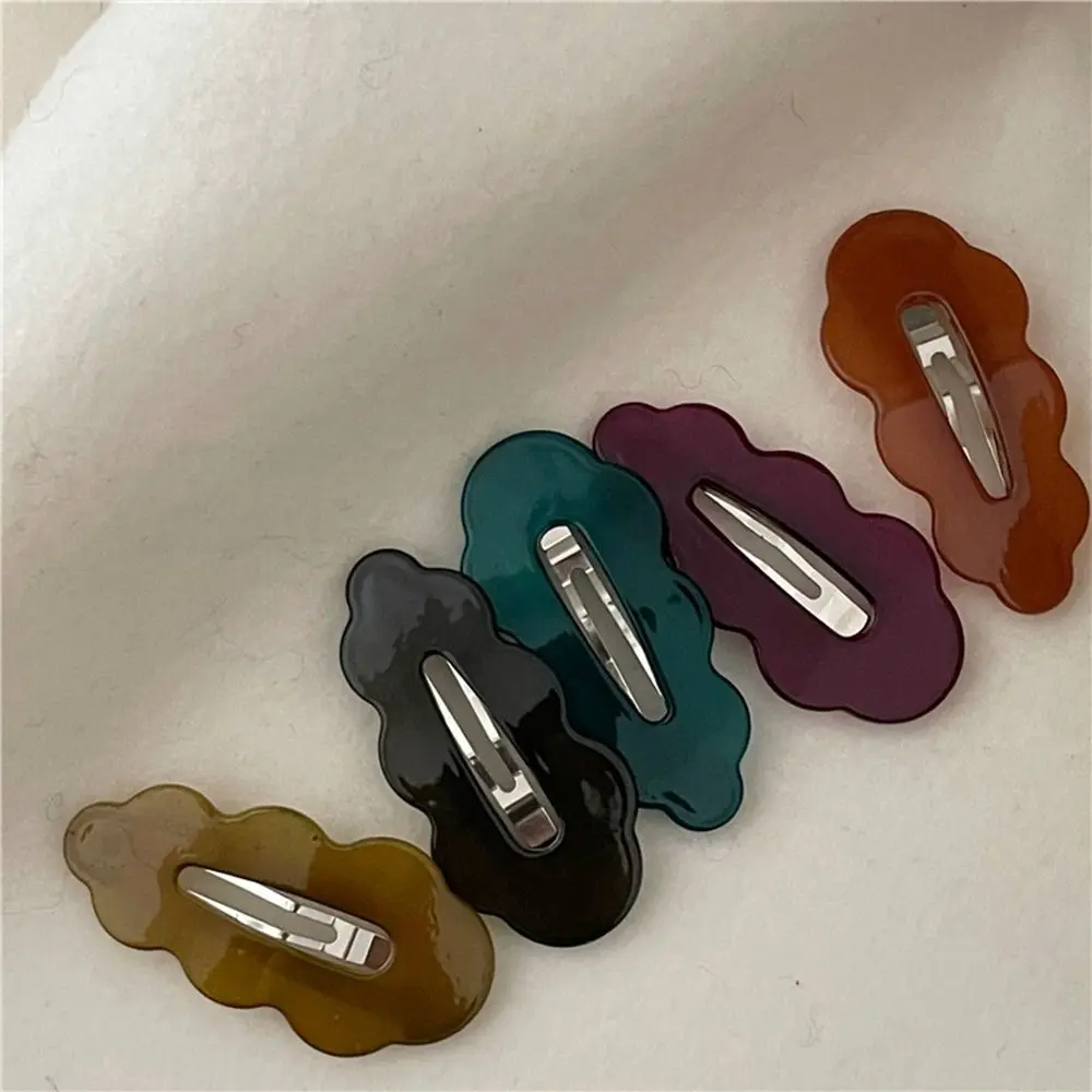 Jelly Color Wave Cloud Hair Clip Personalized Hollow Small Hair Clip Flower Hairpin Headwear Geometric BB Clip Streetwear