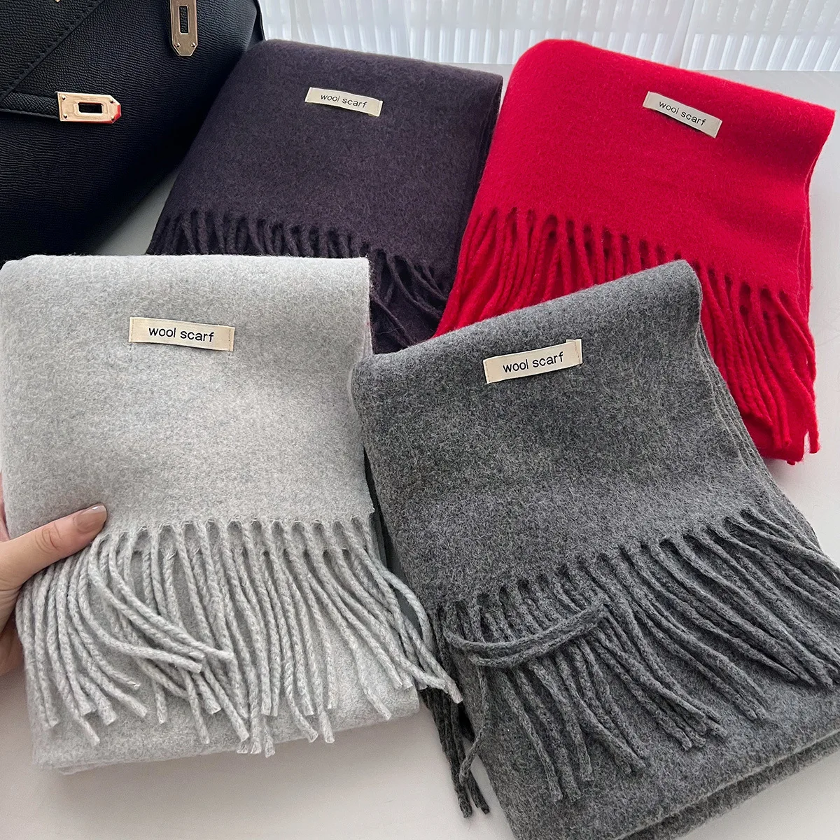 

Luxury Winter Wool Scarf for Women Warm Cashmere Pashmina Thick Soft Brand Foulard Shawl Wrap Stole Female Accessories