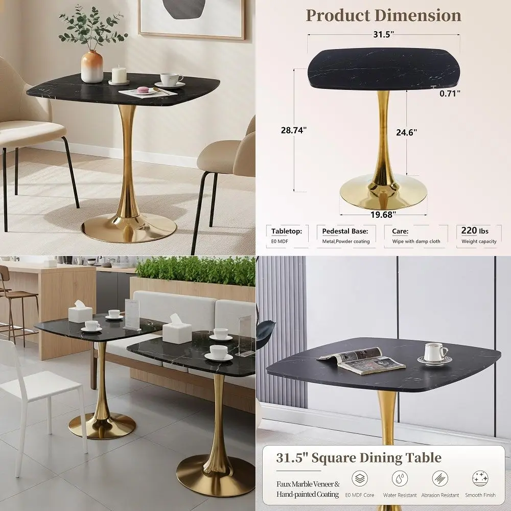 

Black Round Coffee Table, Drum Coffee Table with Sintered Stone Tabletop and Fluted PU Leather Covered and Stable Base, Circle