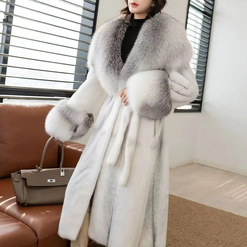 Cross Internet Celebrity Faux Mink Coat 2025 Autumn Winter New fur Socialite Coat fox Imported fur Collar Mink Coat Mink fur