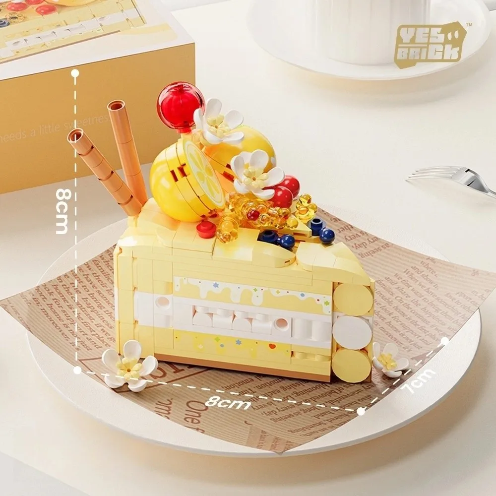 

Строительные блоки с узором десерта, развивающая игрушка, модель сладкого торта, строительная кирпичная игрушка, пластиковое настольное украшение для детей