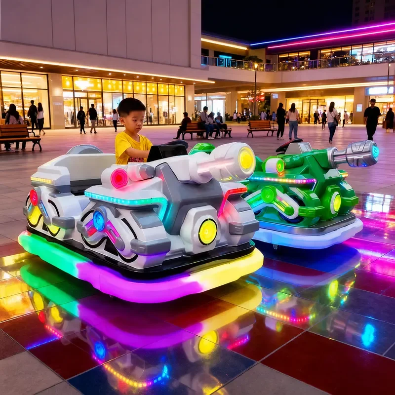 Indoor Dinosaur Bumper Car with Gun and Bubble Function Electric Amusement Ride for Kids and Parents Parent Child Interactive