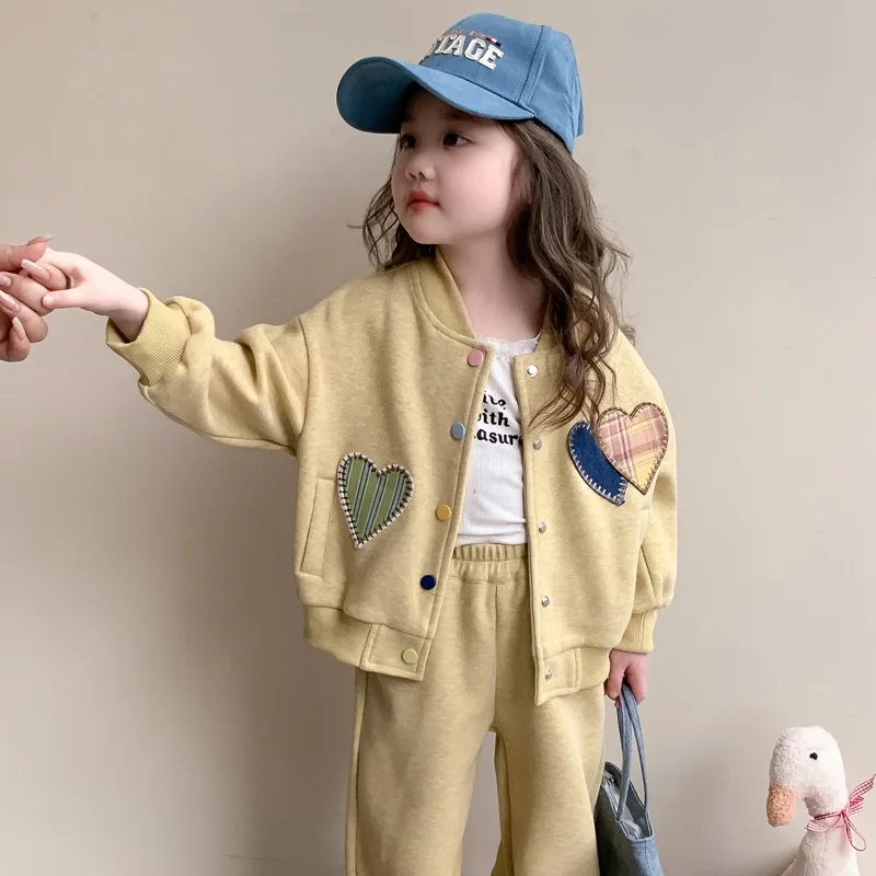 ホットガール野球ジャージパンツツーピースセット春秋コートトップススウェットパンツ子供かわいいファッション新スタイルカジュアル服