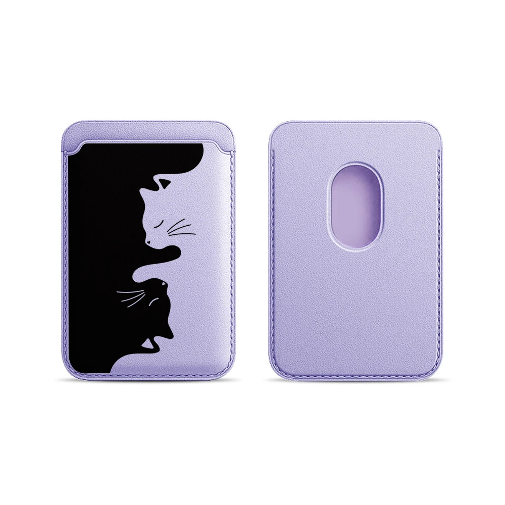 Kreative Katzen-Leder-Kartenhalterhülle für Magnetische Hüllen, Geeignet für alle iPhone Magsafe Karten-Handyrückseiten-Taschen – Detail 8