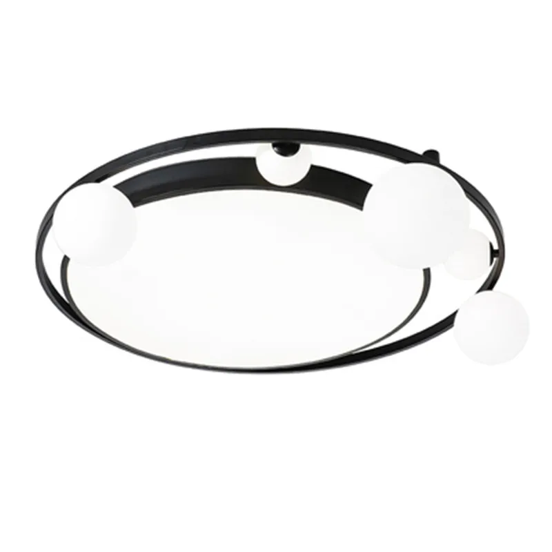 Modern Simple LED Ceiling Light For Dining Living Room Kitchen Bedroom Deco Panel Lamp Creative Glass Ball Round Black Fixtures