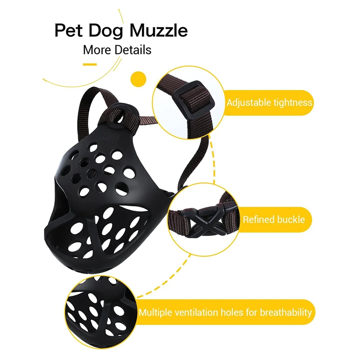 UNCL ناعم ومسامي ومضاد للعض، مناسب للتنظيف والمشي والتدريب - تصميم مريح للأنف S