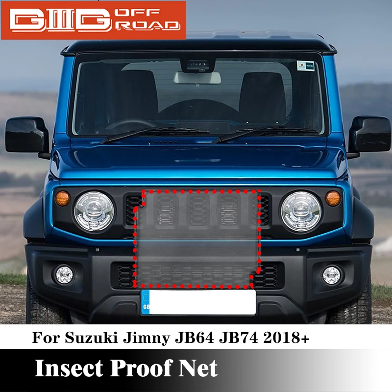 

GIIIG сетка для защиты от насекомых для Suzuki Jimny, аксессуары JB74 JB64 2018-2023, сетка из нержавеющей стали, передний репеллент от насекомых, летающий камень
