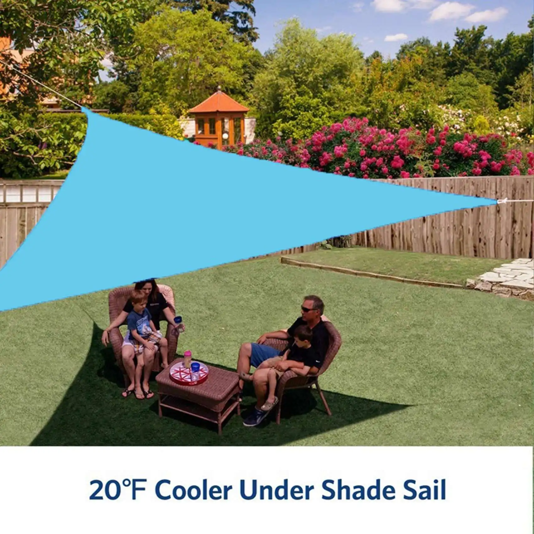 

ABUF-2Pcs 3X3X3M Waterproof Triple-Cornered Sun Shelter Awning Parasol Light Green