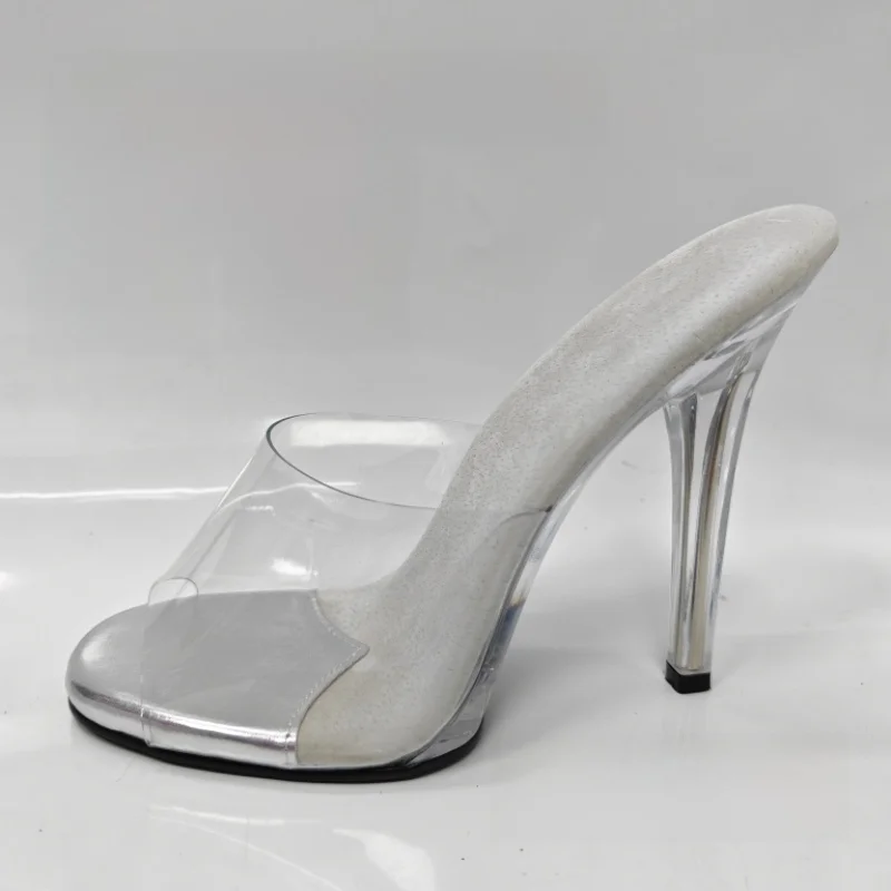 Fashionable Crystal Bikini High Heel T Sandals Standard Transparent Show Business Party Increase Height Fish Mouth One-Strap ...