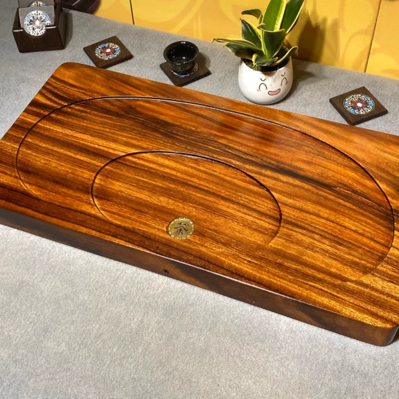 Dry South American walnut carved solid wood tea tray 68*35*5 New Chinese log simplicity